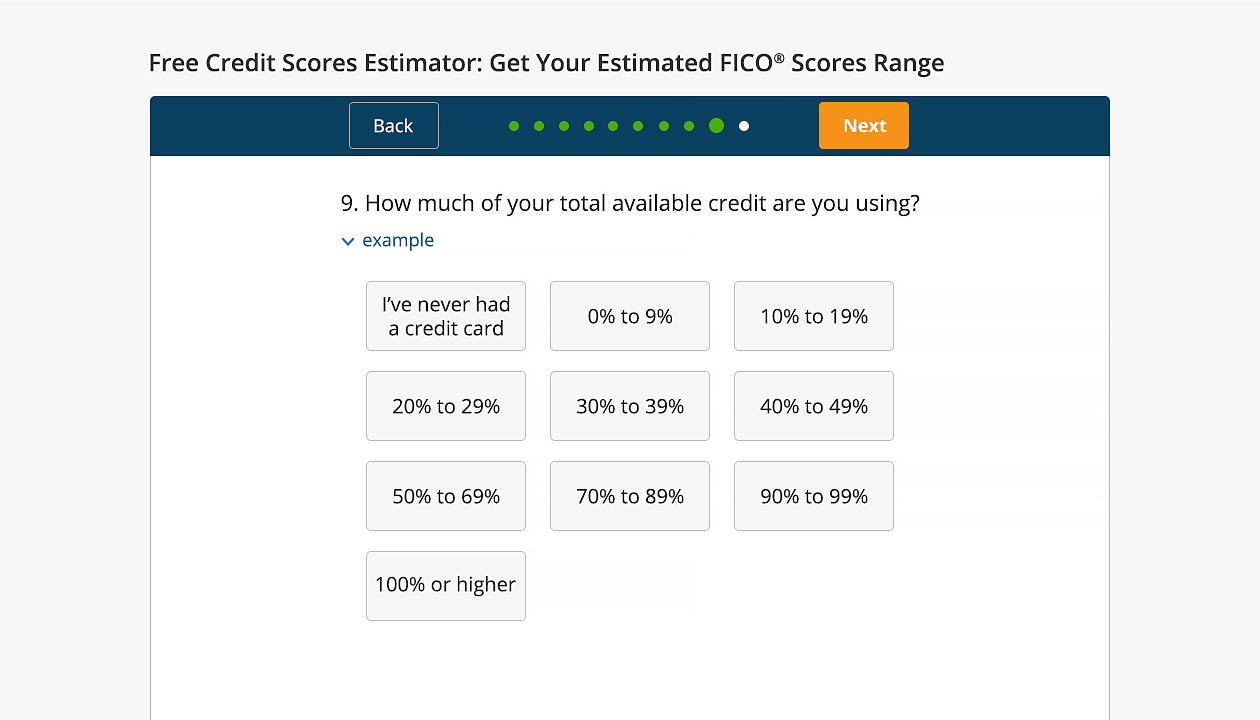 myFICO score estimator questions