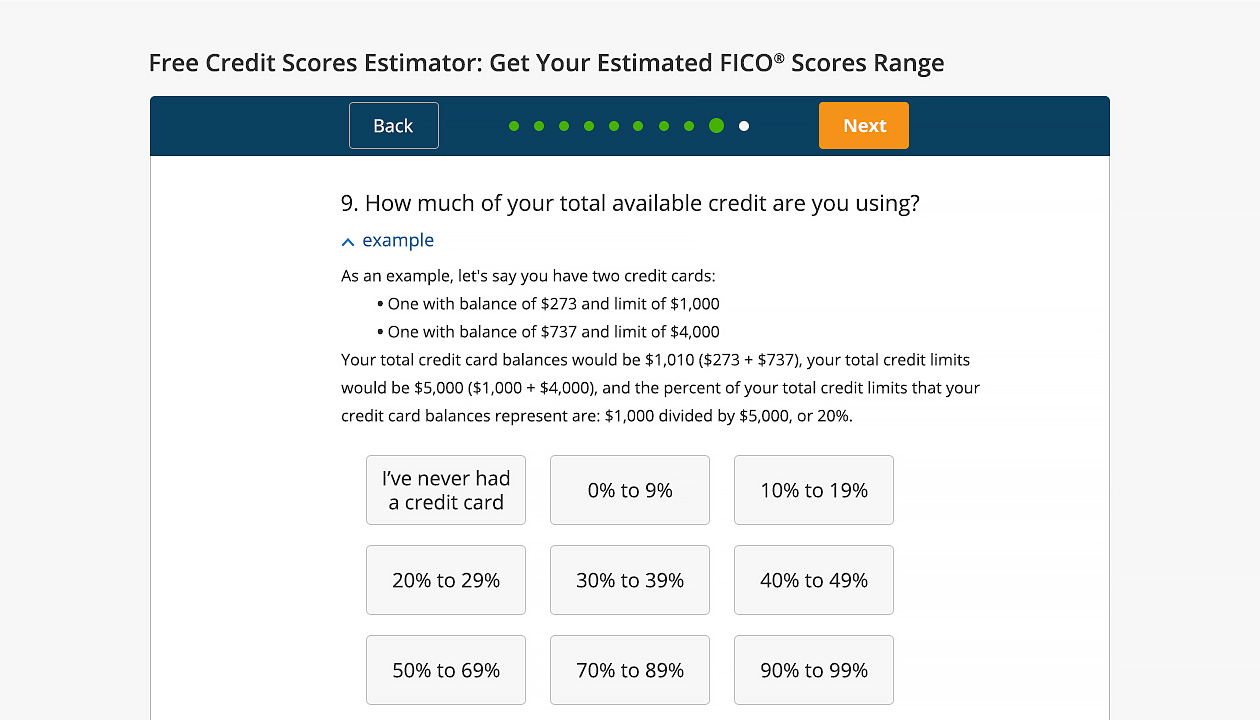 myFICO score estimator questions