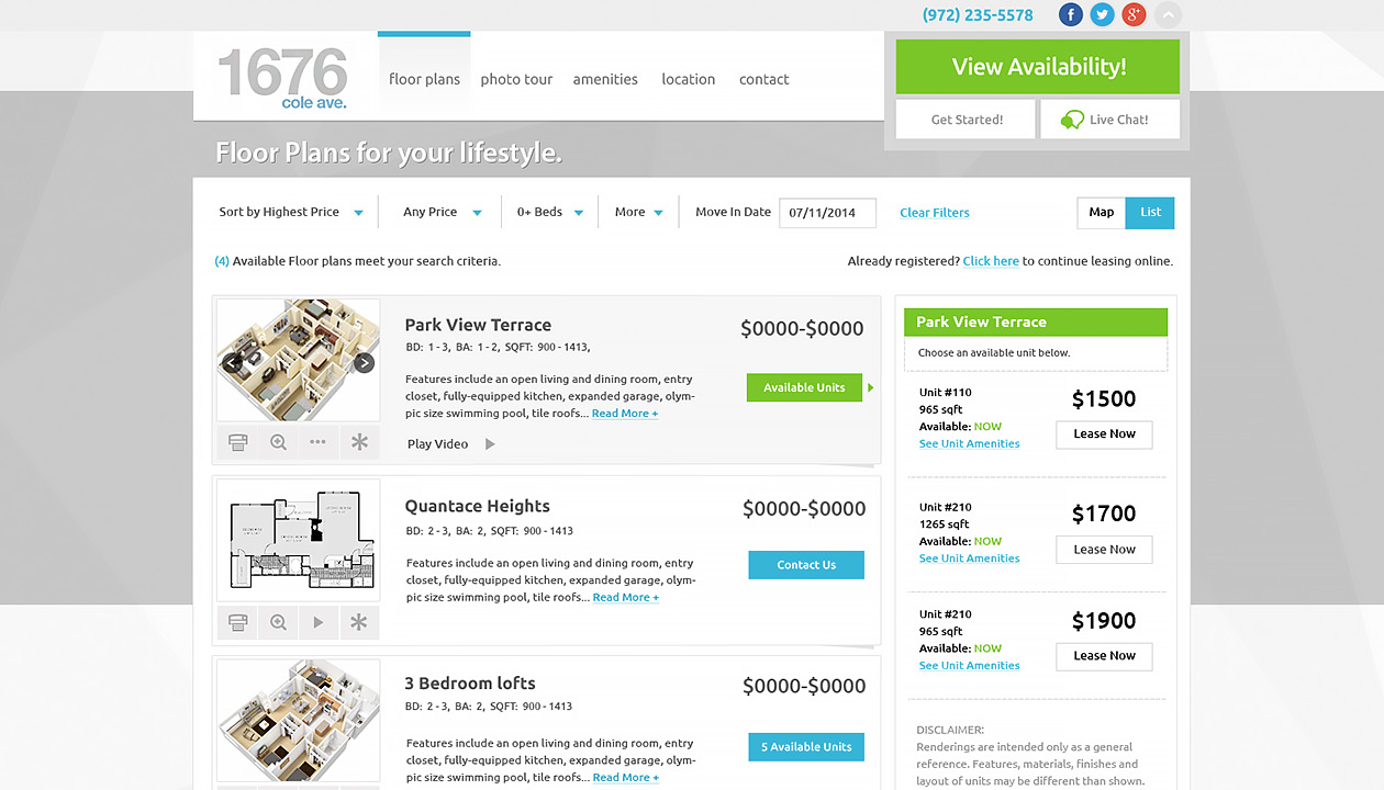 lease star floor plan desktop list view