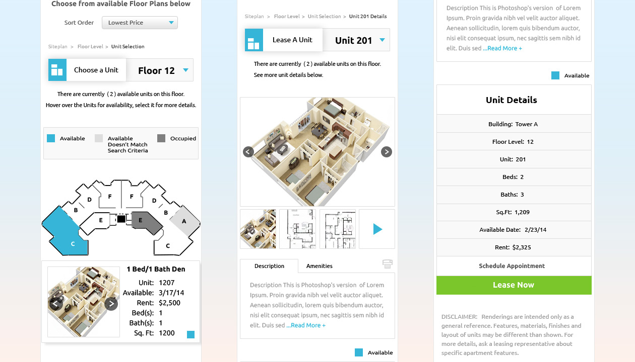 lease star floor plan mobile app-interactive