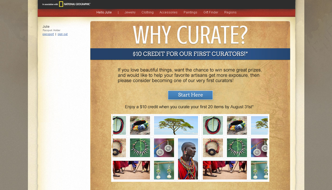 Novica curate collection landing page