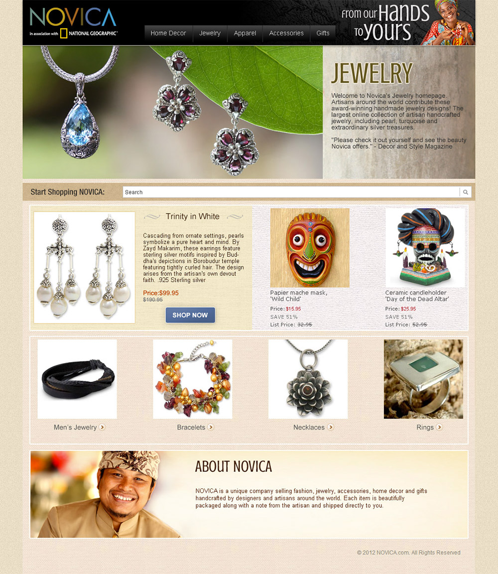 Novica storefront design on Rakuten.com